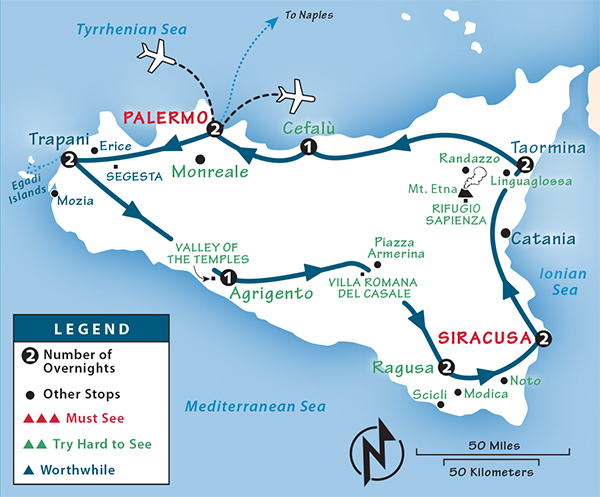 Sicily Itinerary Map 