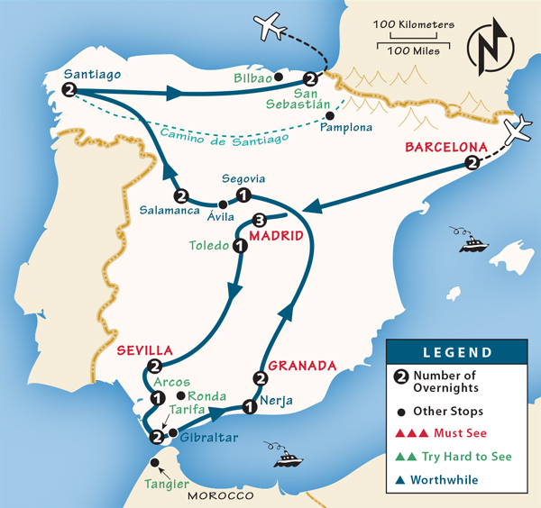 two week travel itinerary spain