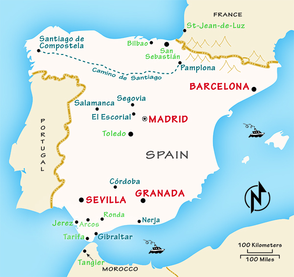 Map of Spain and France  Map of spain, France map, Spain travel
