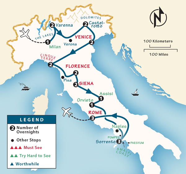Italy Travel Map Routes Italy Itinerary: Where to Go in Italy by Rick Steves